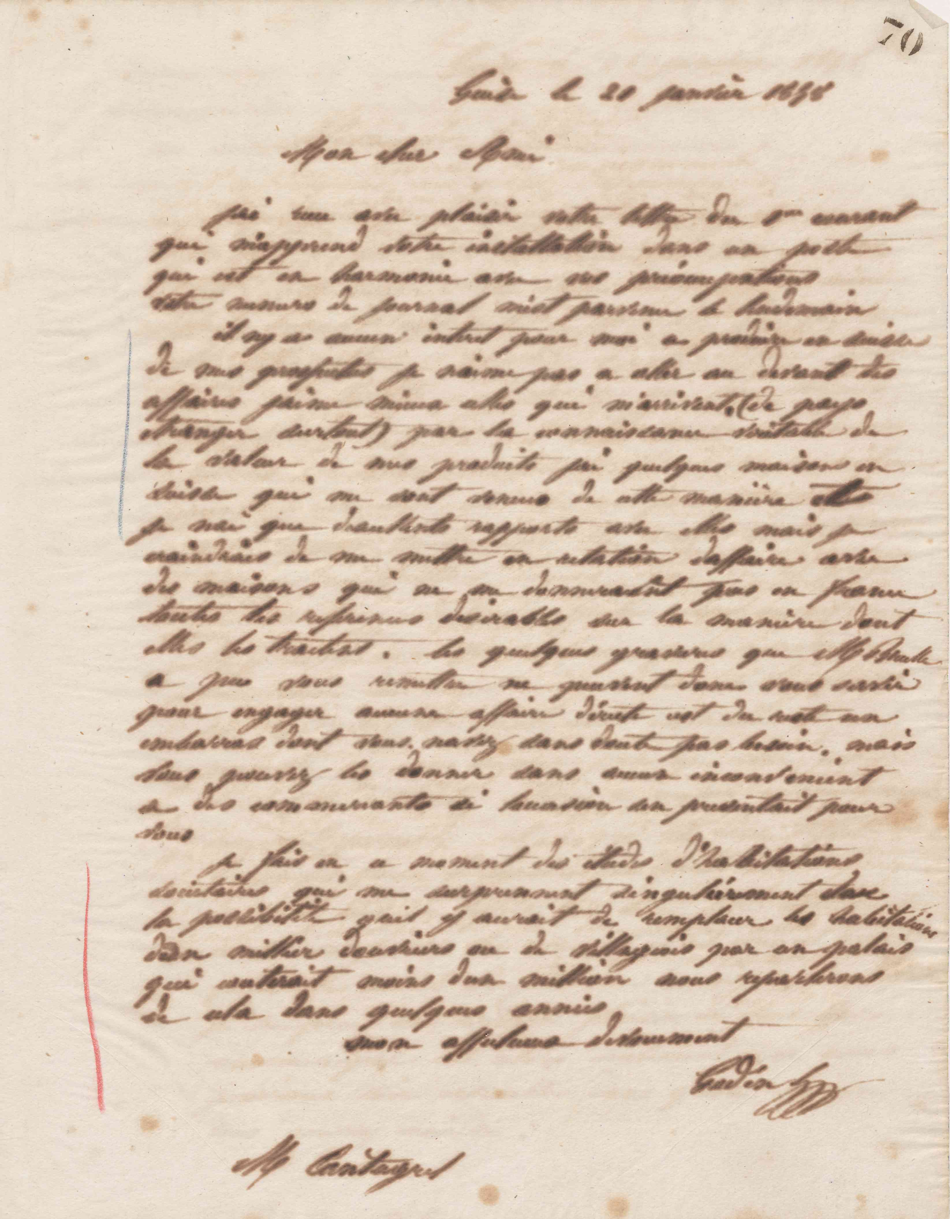 Jean-Baptiste André Godin à François Cantagrel, 21 janvier 1858