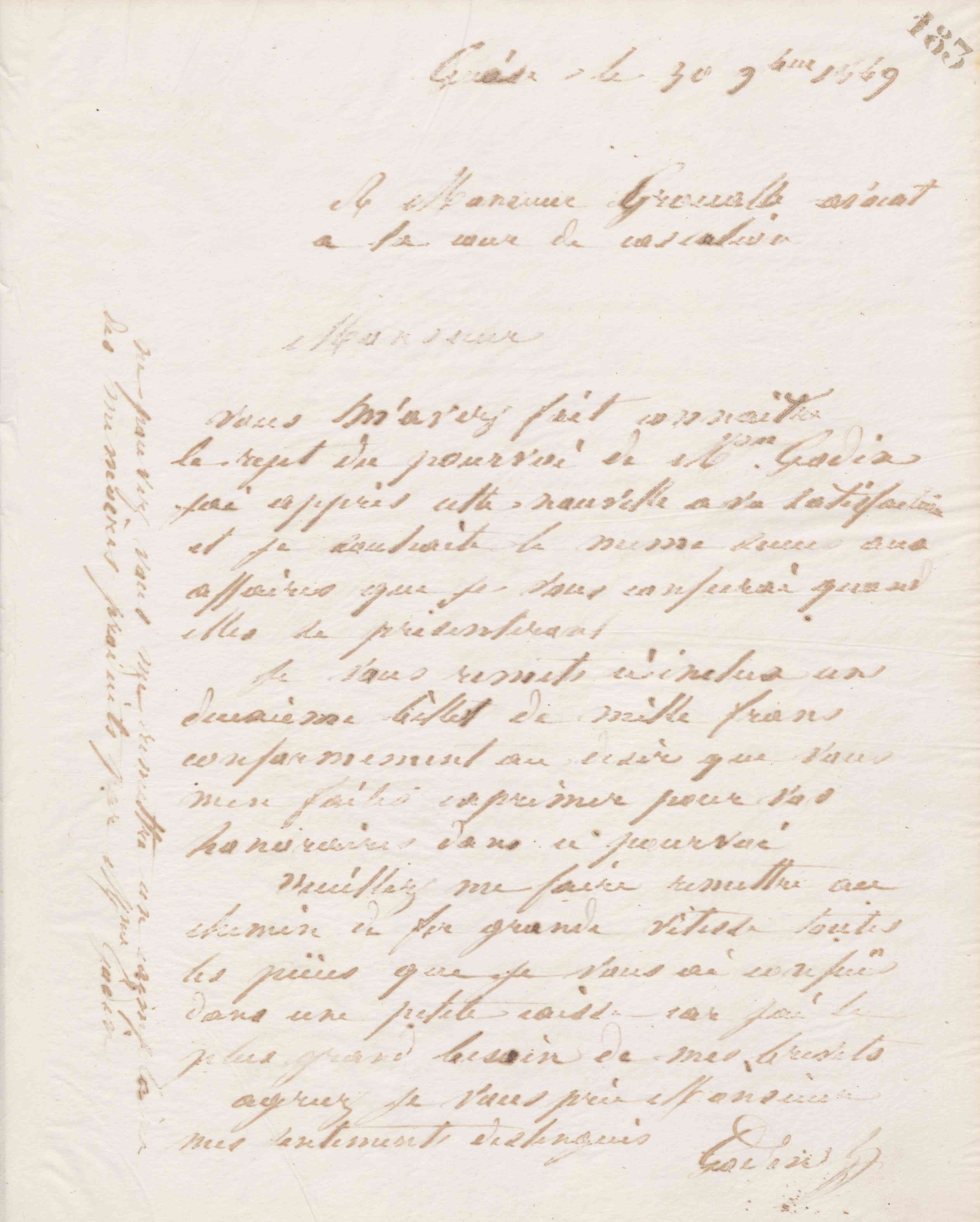 Jean-Baptiste André Godin à Victor François Groualle, 30 novembre 1869