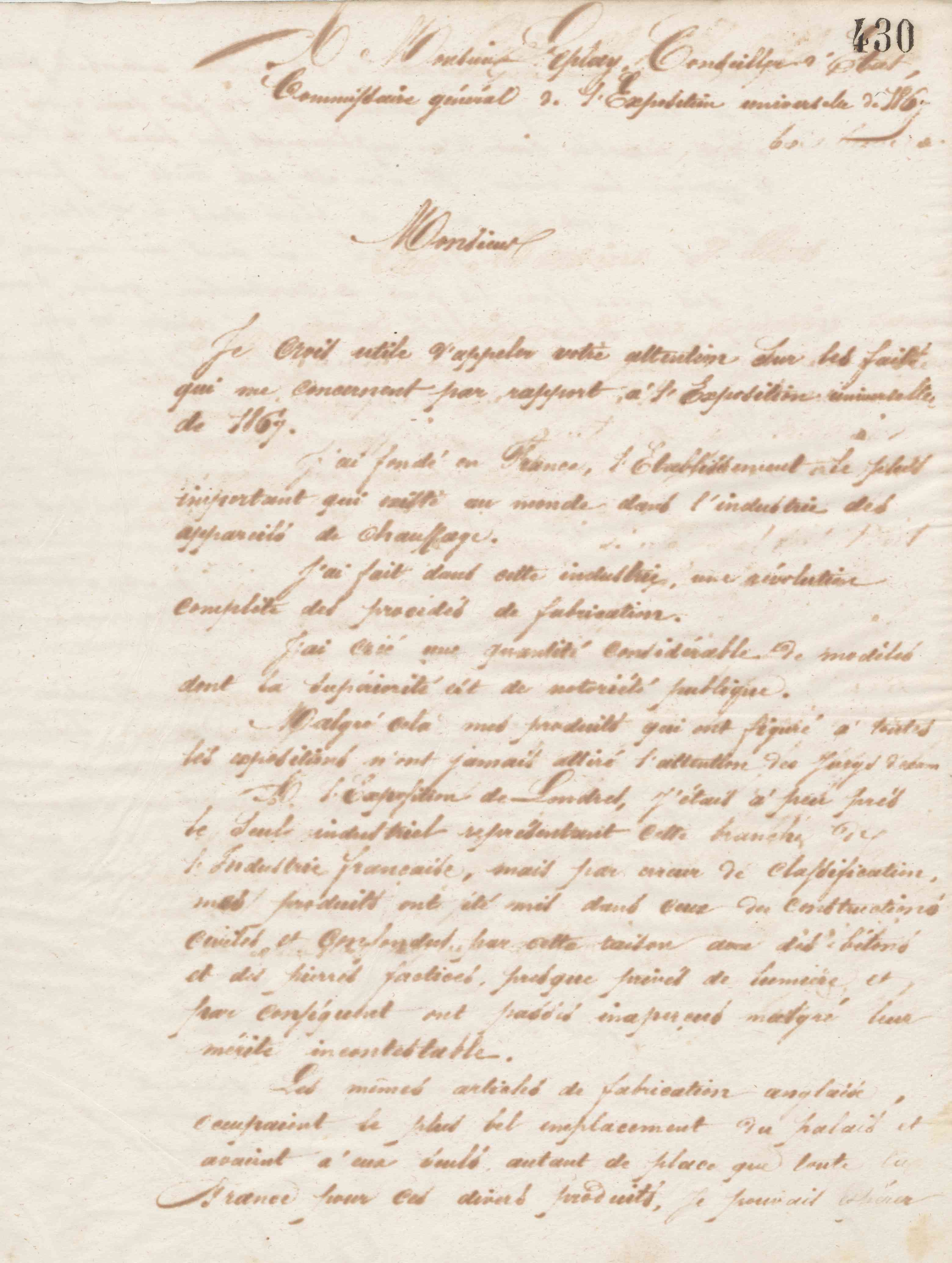 Jean-Baptiste André Godin à Frédéric Le Play, 14 octobre 1866