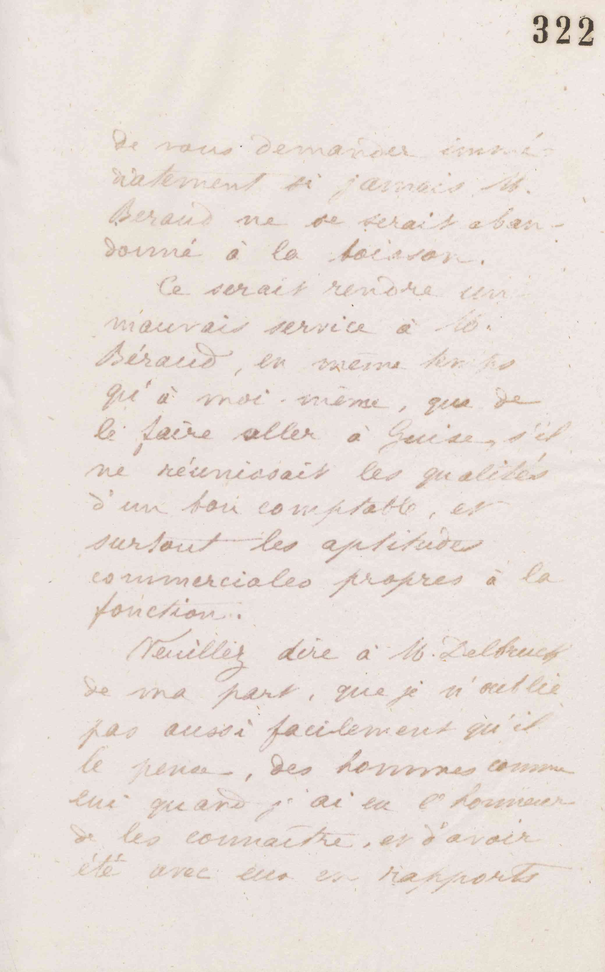 Jean-Baptiste André Godin à monsieur Massol, 7 février 1874