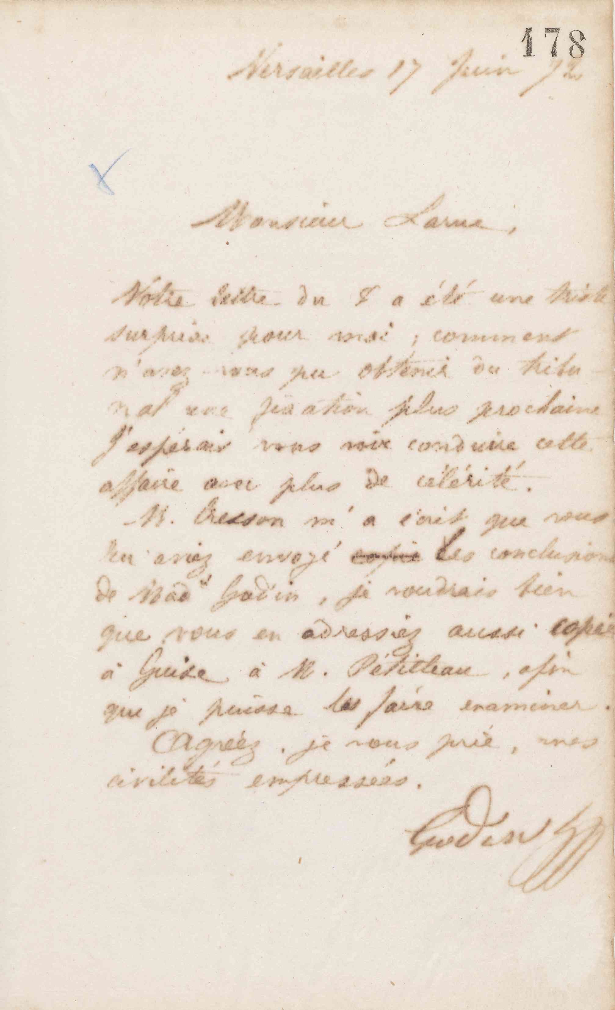 Jean-Baptiste André Godin à Édouard Larue, 17 juin 1872