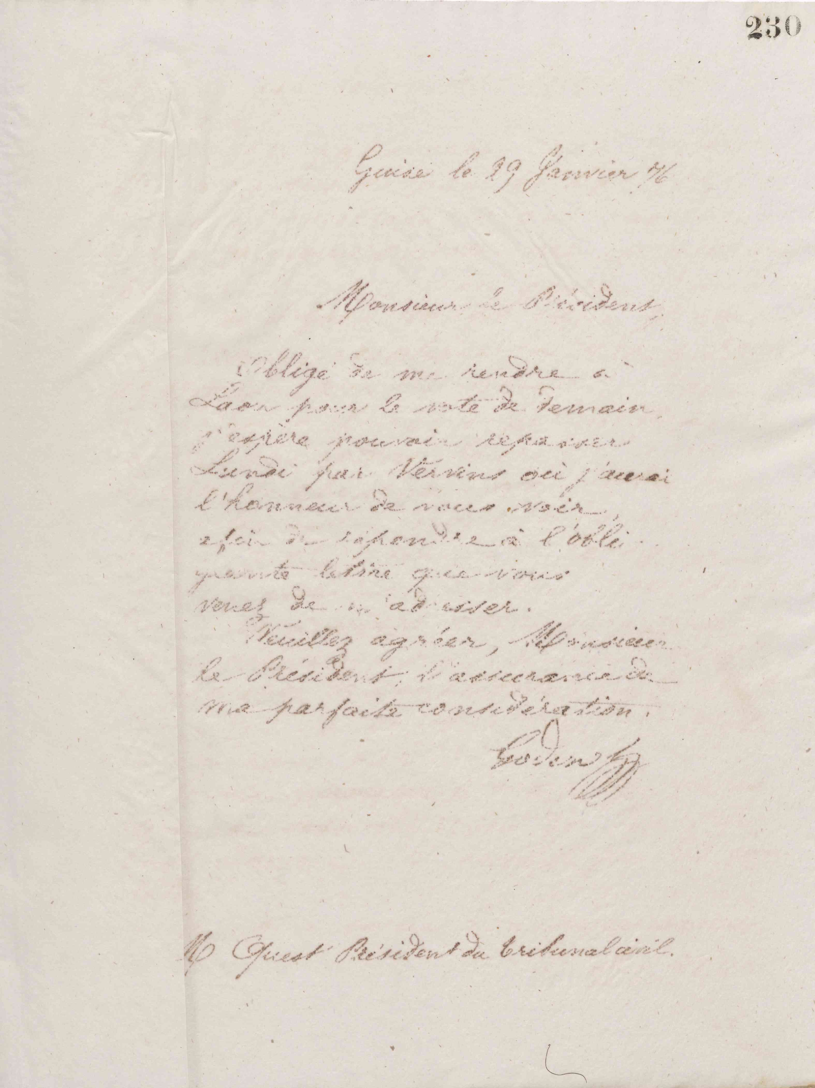 Jean-Baptiste André Godin à monsieur Quest, 29 janvier 1876 Jean-Baptiste André Godin à monsieur Quest, 29 janvier 1876