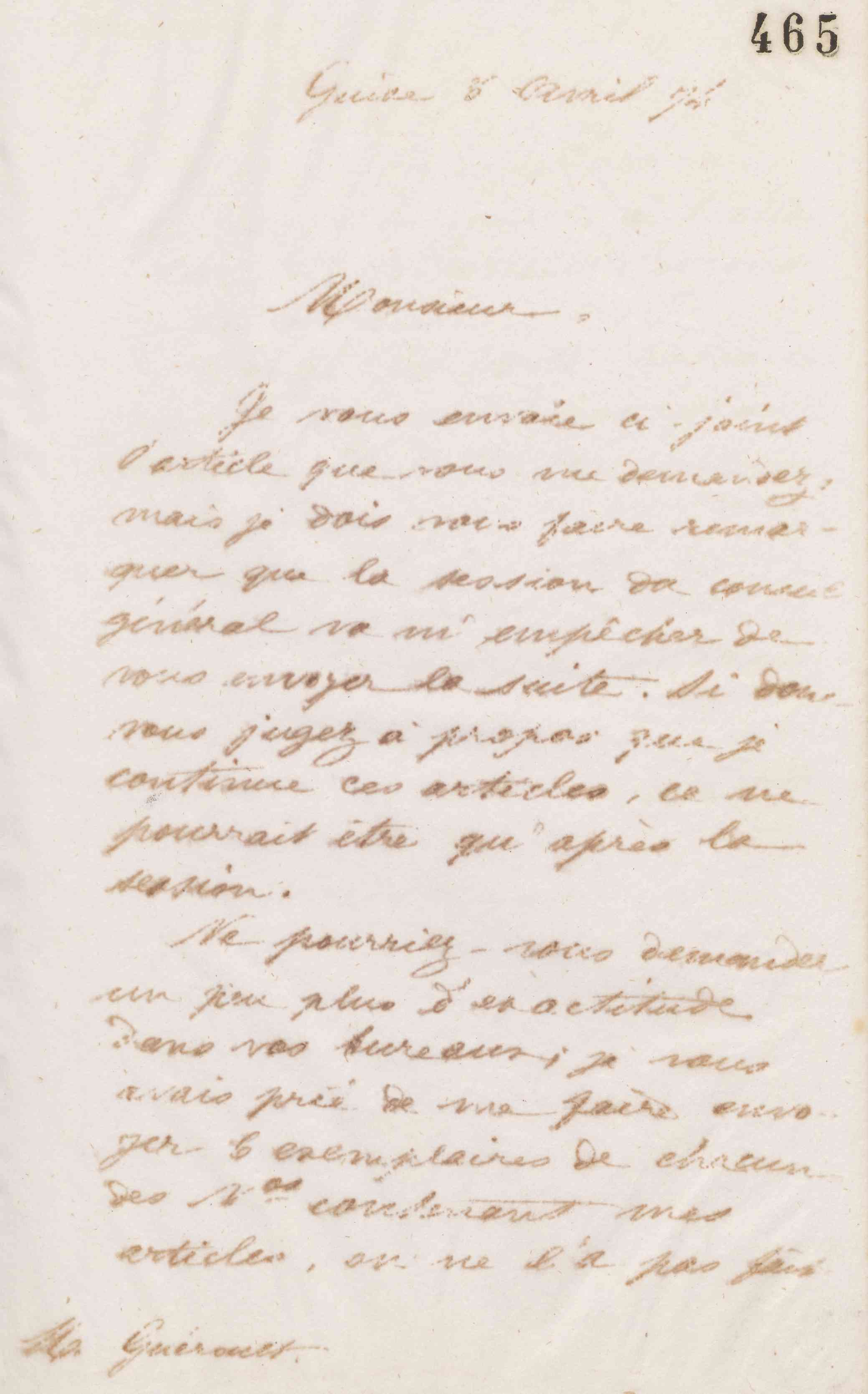 Jean-Baptiste André Godin à Adolphe Guéroult, 8 avril 1874 Jean-Baptiste André Godin à Adolphe Guéroult, 8 avril 1874