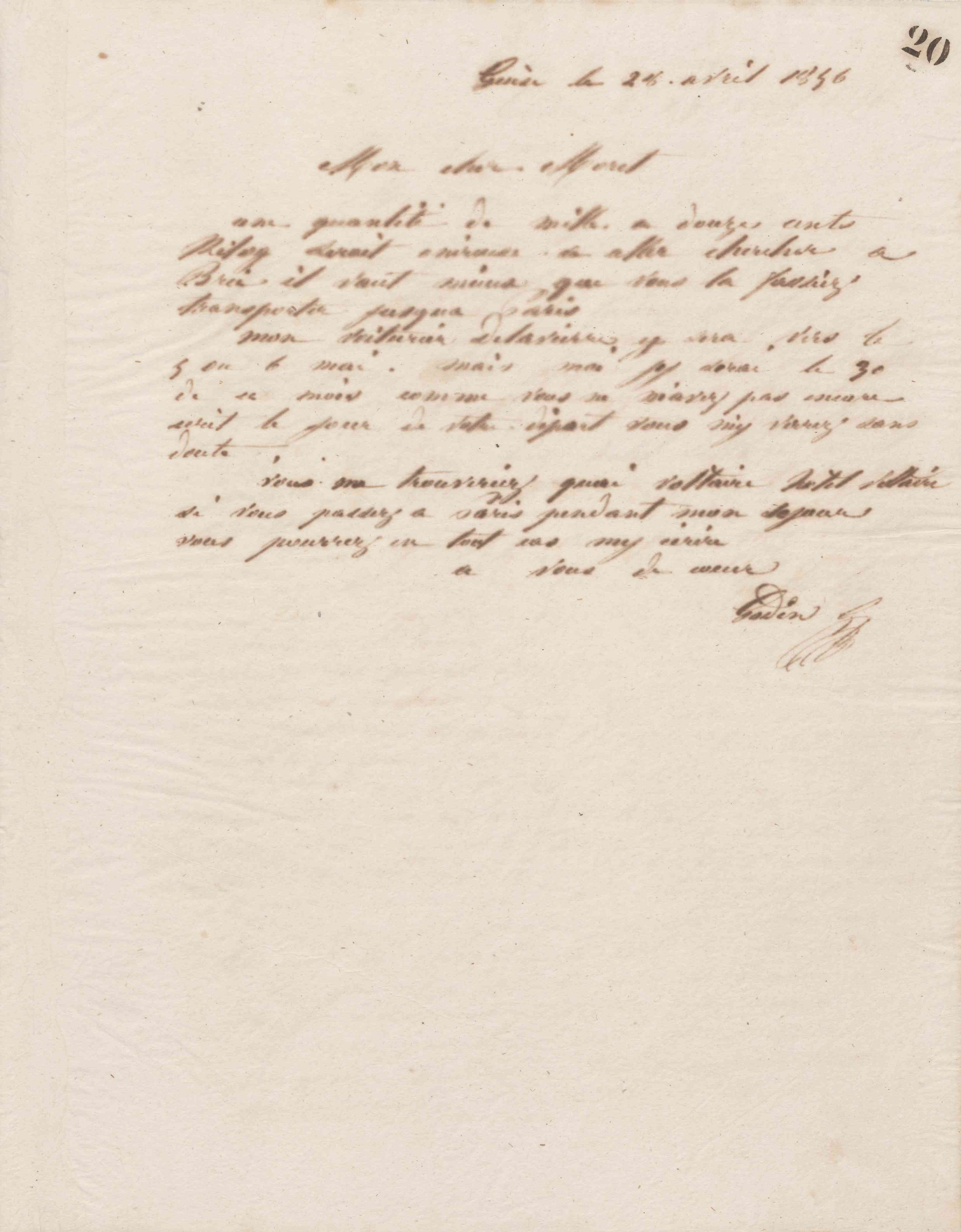 Jean-Baptiste André Godin à Jacques-Nicolas Moret, 28 avril 1856 Jean-Baptiste André Godin à Jacques-Nicolas Moret, 28 avril 1856