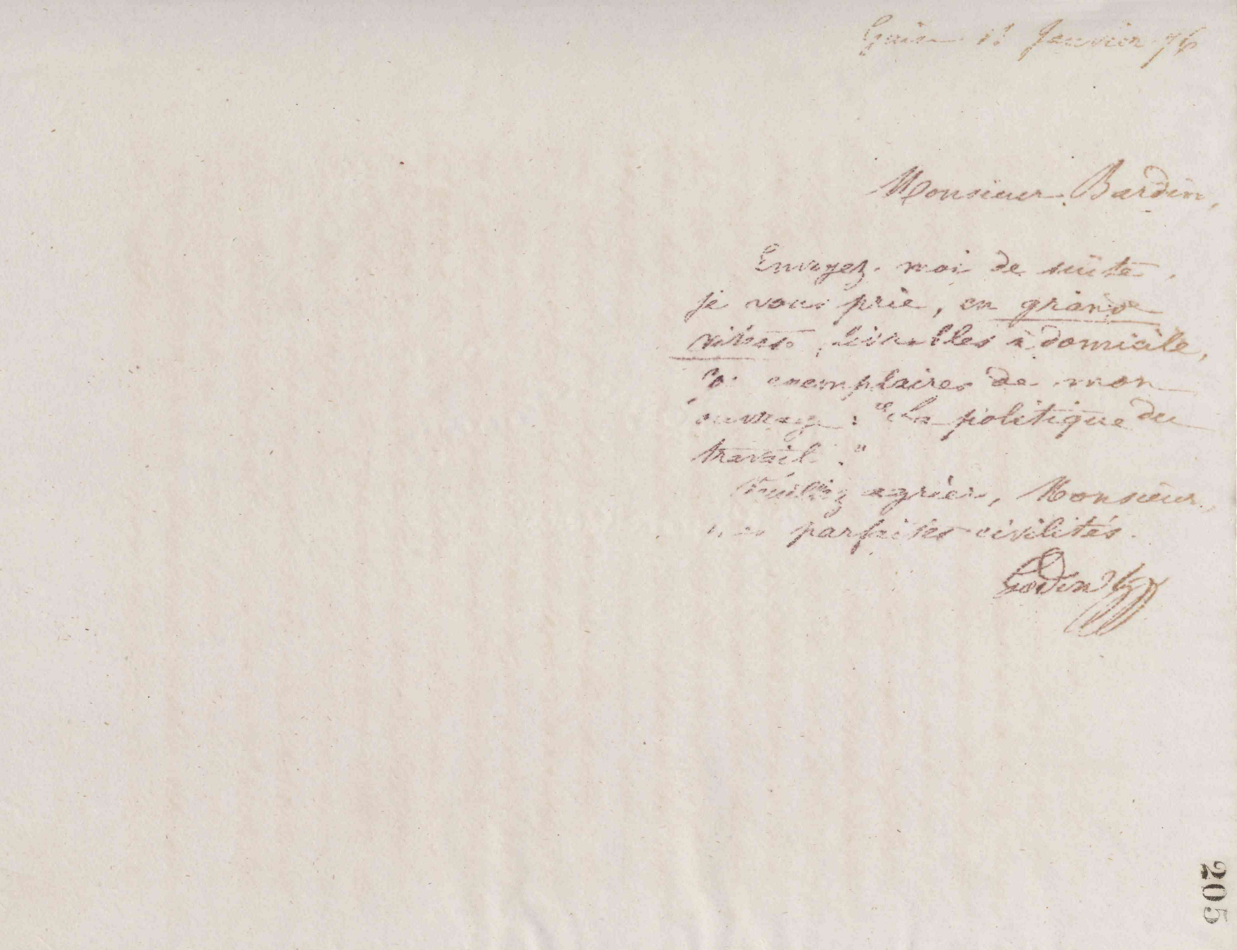 Jean-Baptiste André Godin à monsieur Bardin, 13 janvier 1876 Jean-Baptiste André Godin à monsieur Bardin, 13 janvier 1876