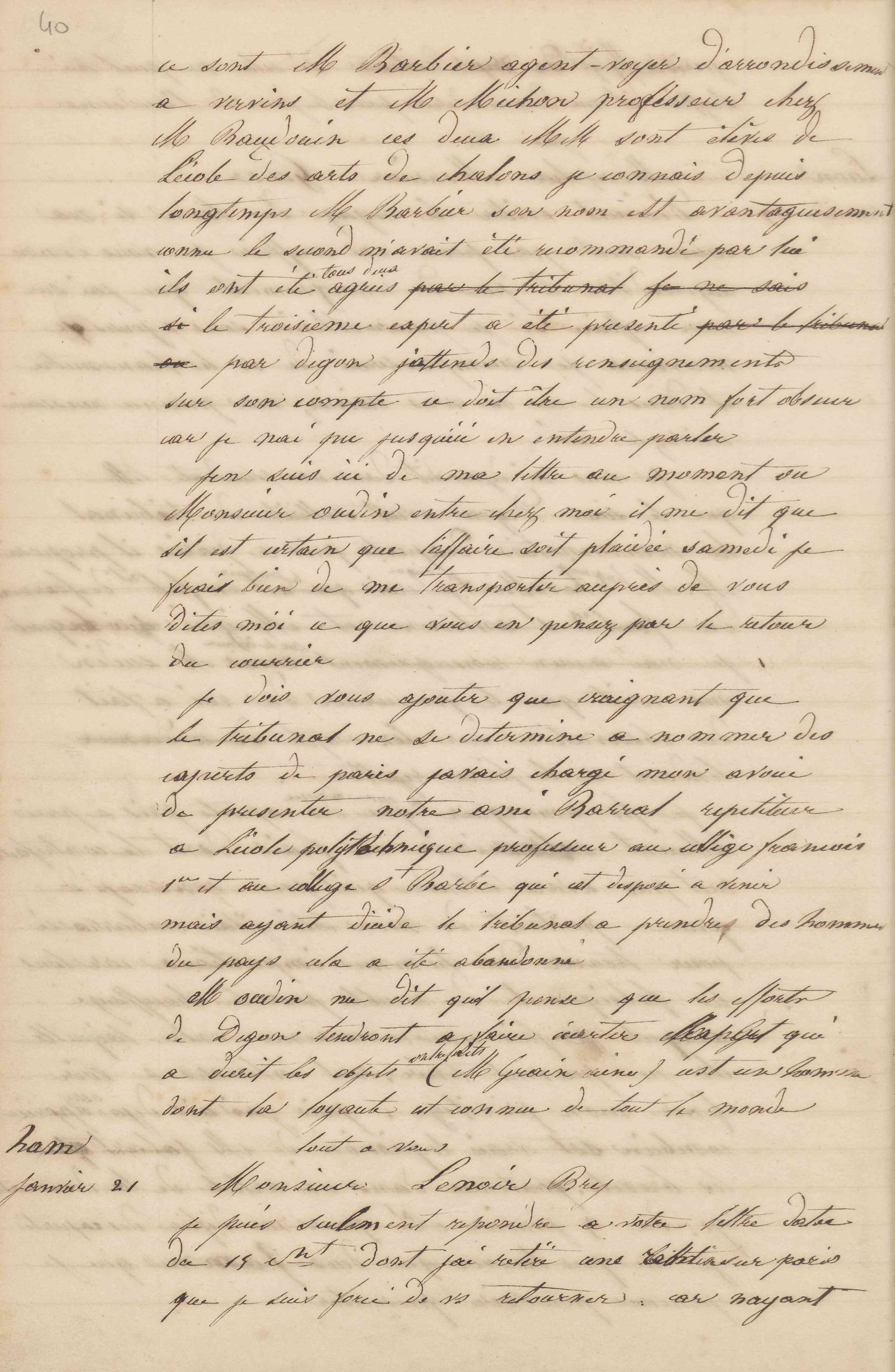 Jean-Baptiste André Godin à Jules-Charles Godon, 19 janvier 1847