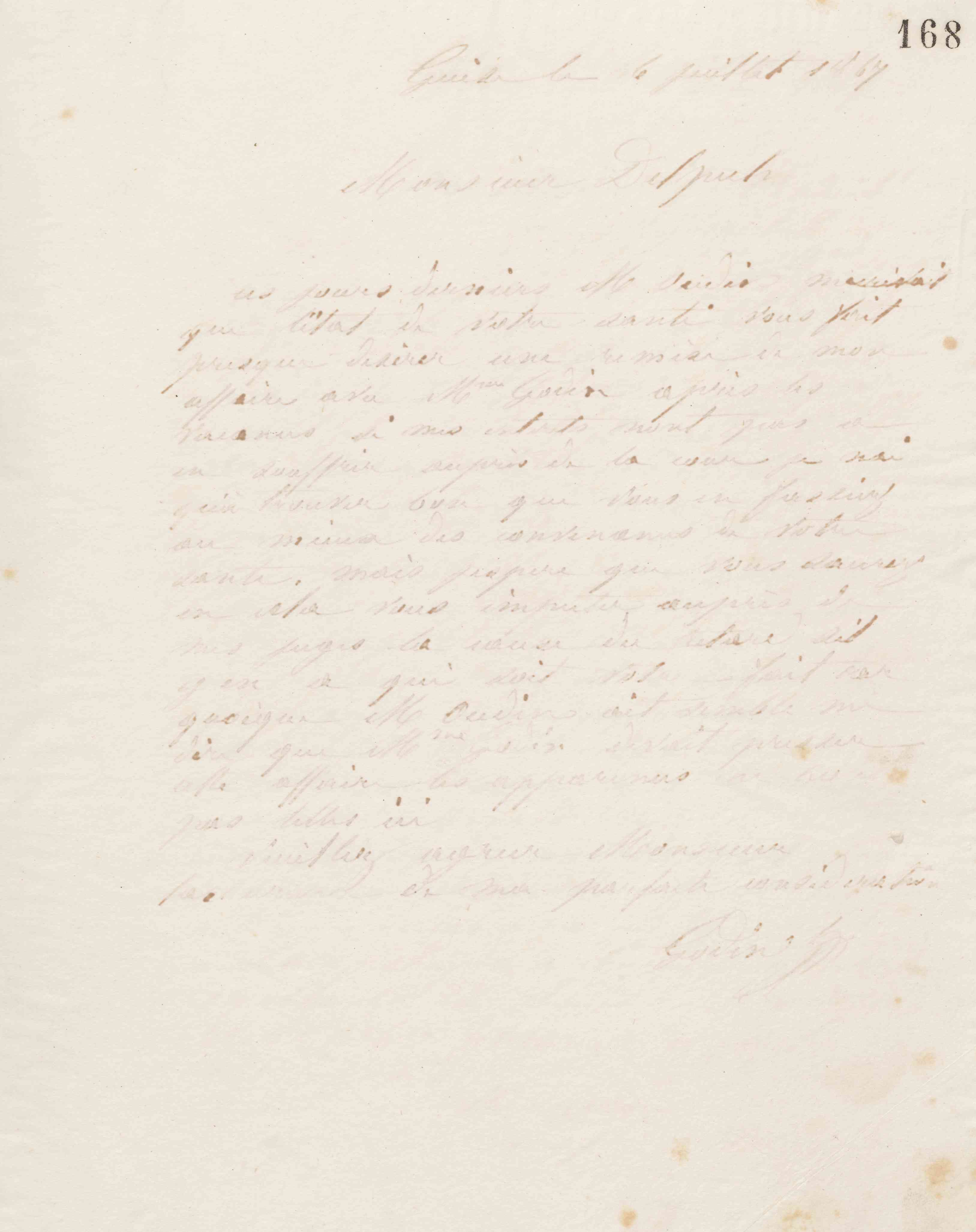 Jean-Baptiste André Godin à Alphonse Delpech, 4 juillet 1867
