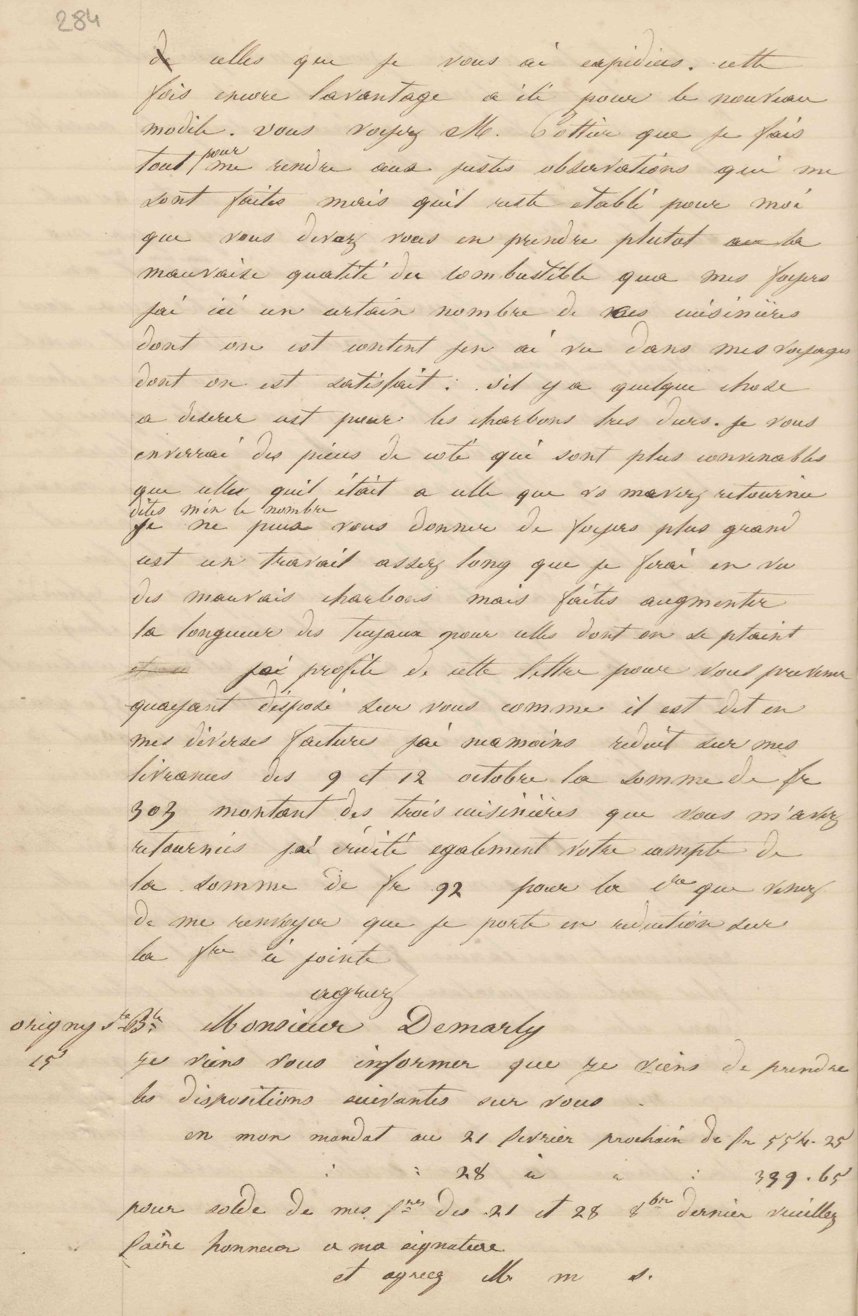 Jean-Baptiste André Godin à monsieur Pottier-André, 15 janvier 1849