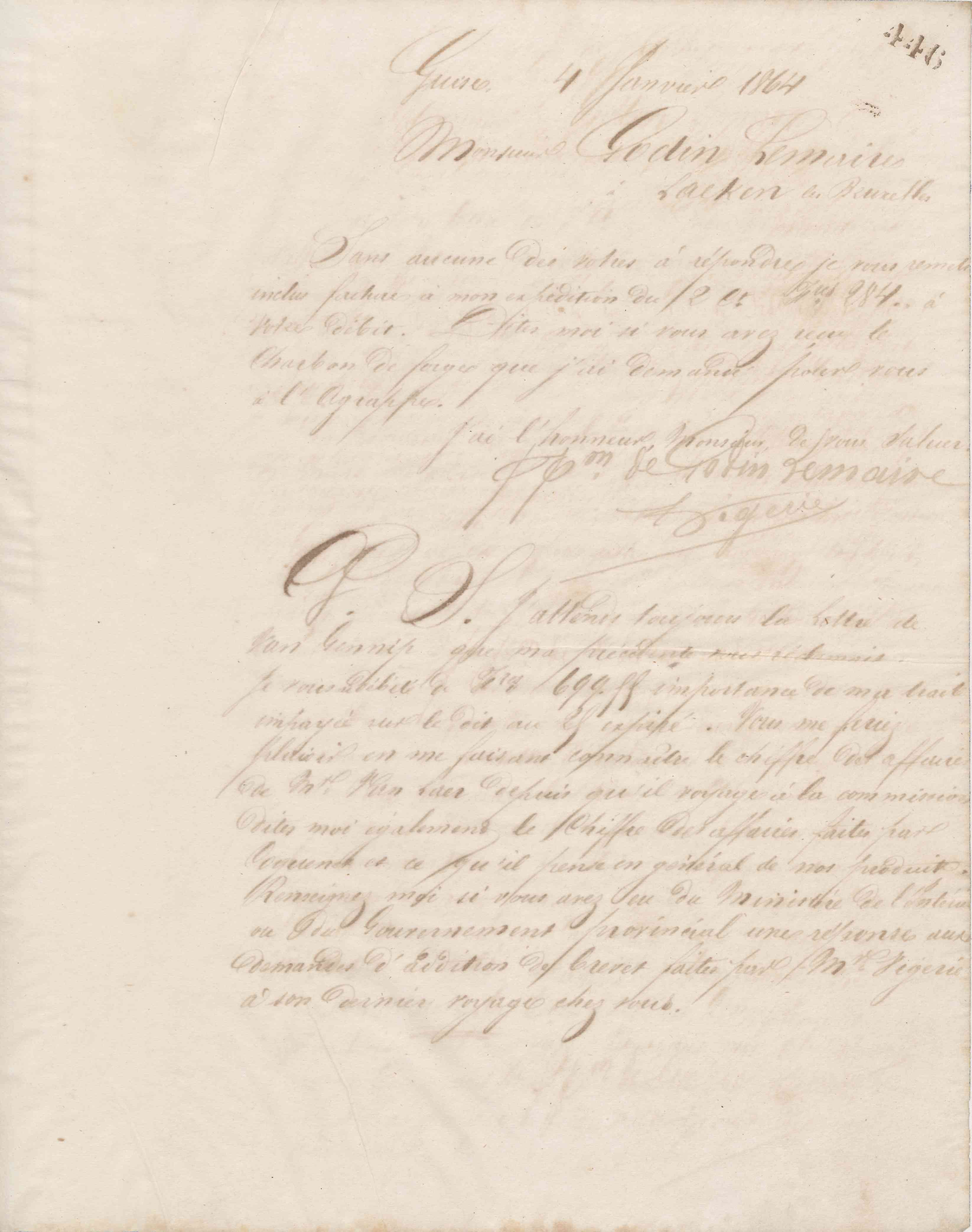 Jean-Baptiste André Godin aux Fonderies et manufactures Godin-Lemaire, 4 janvier 1864