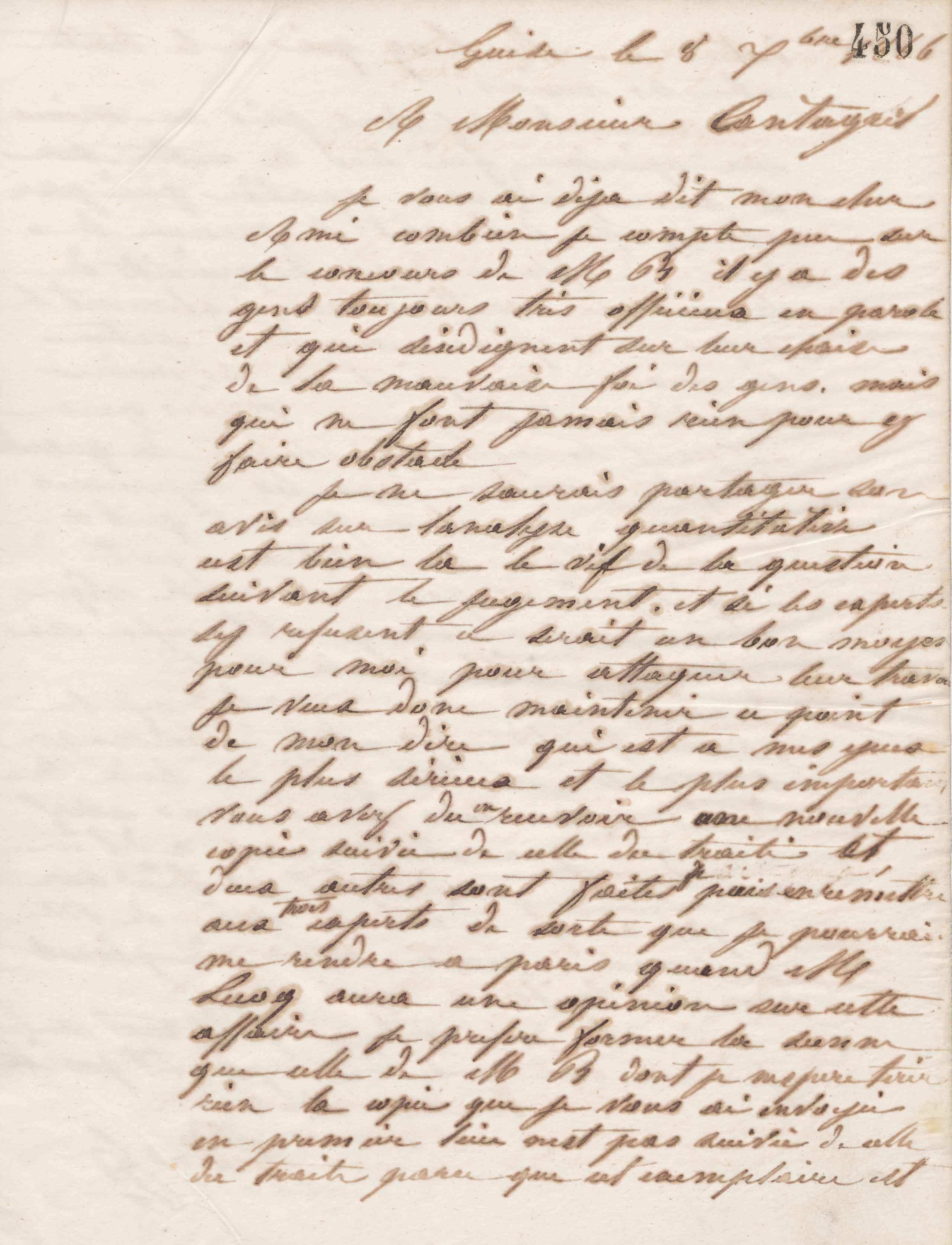 Jean-Baptiste André Godin à François Cantagrel, 8 décembre 1866