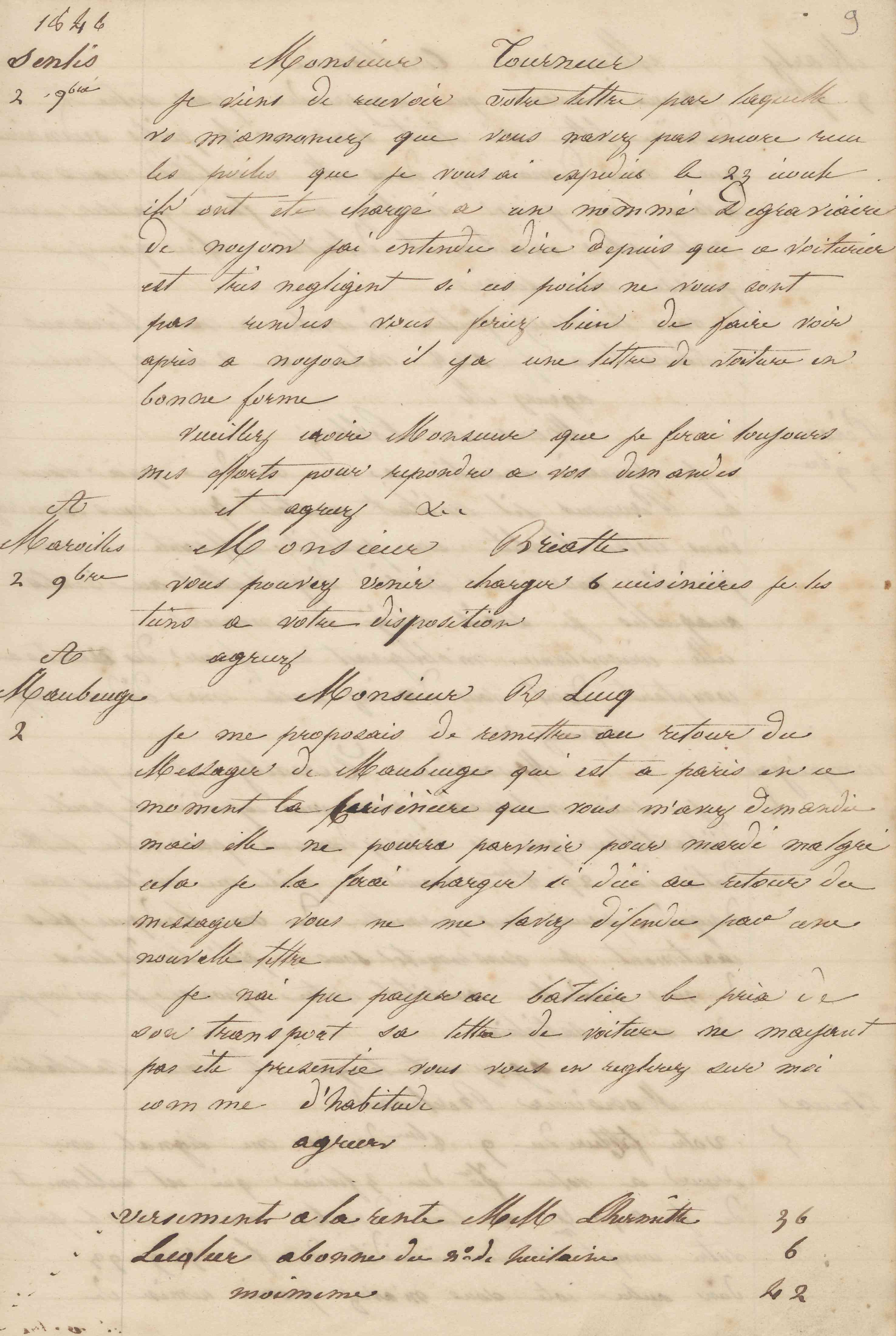 Jean-Baptiste André Godin à monsieur Briatte, 2 novembre 1846