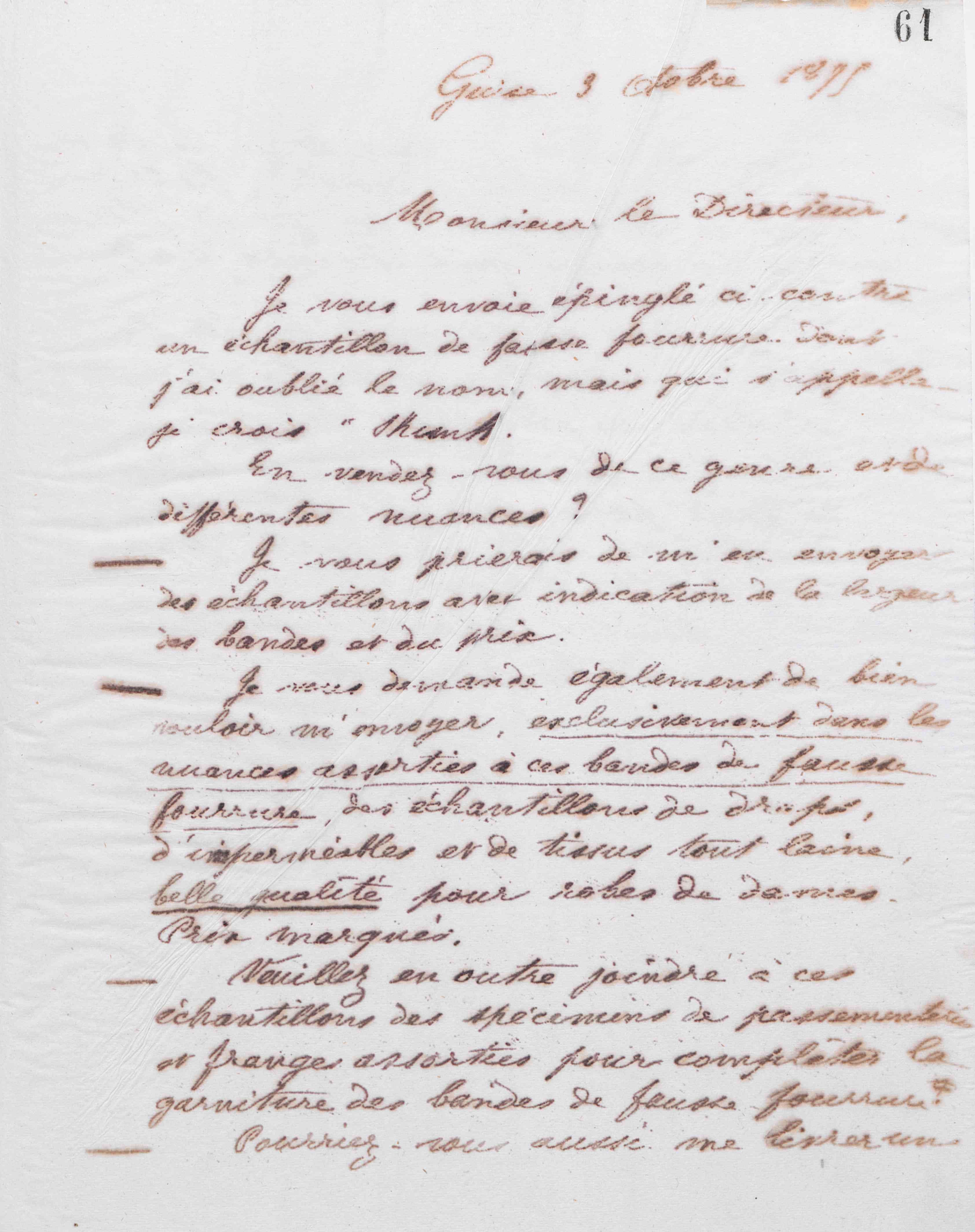 Marie Moret aux Grands magasins du Louvre, 3 octobre 1875