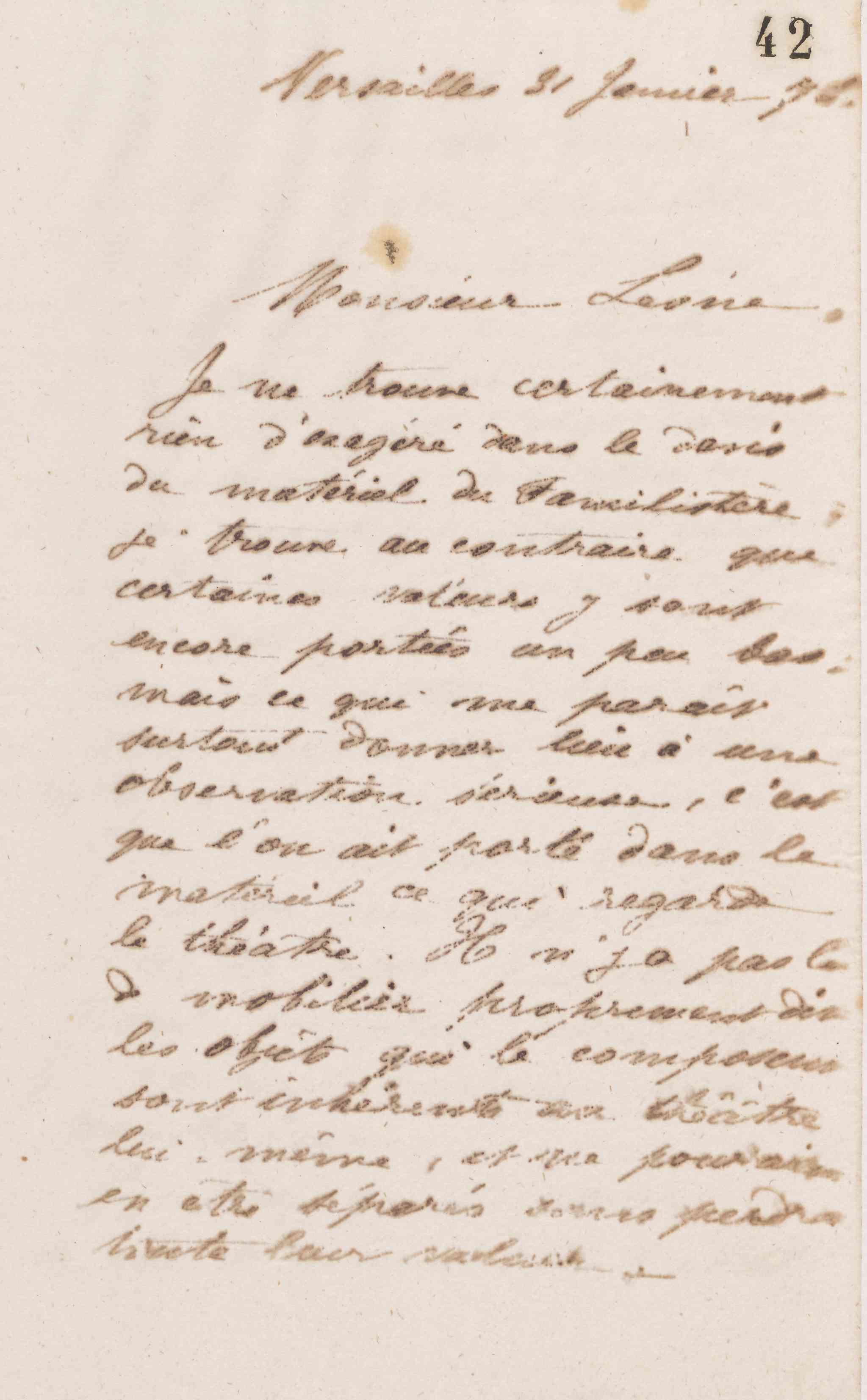 Jean-Baptiste André Godin à monsieur Lesne, 31 janvier 1873