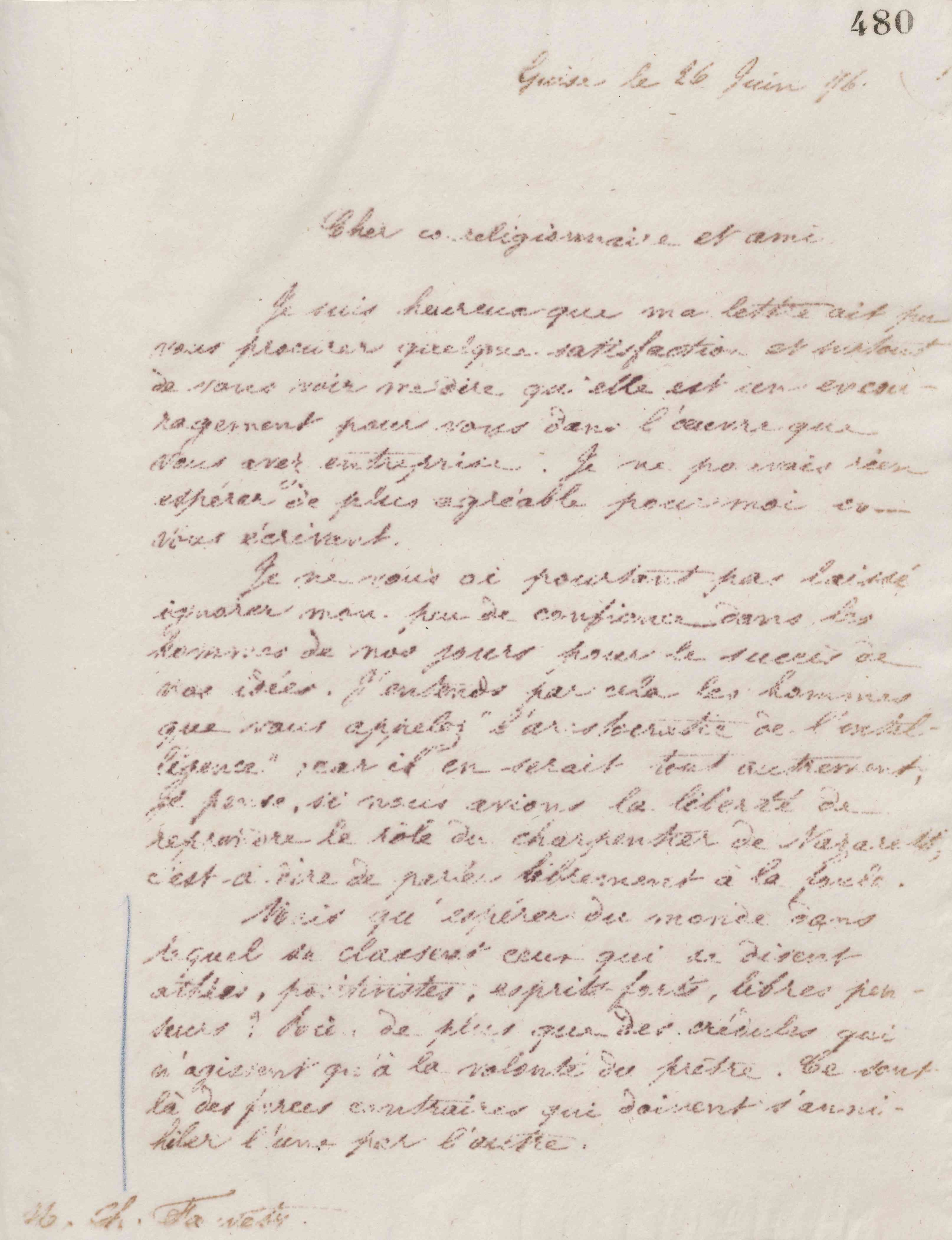 Jean-Baptiste André Godin à Charles Fauvety, 26 juin 1876 Jean-Baptiste André Godin à Charles Fauvety, 26 juin 1876