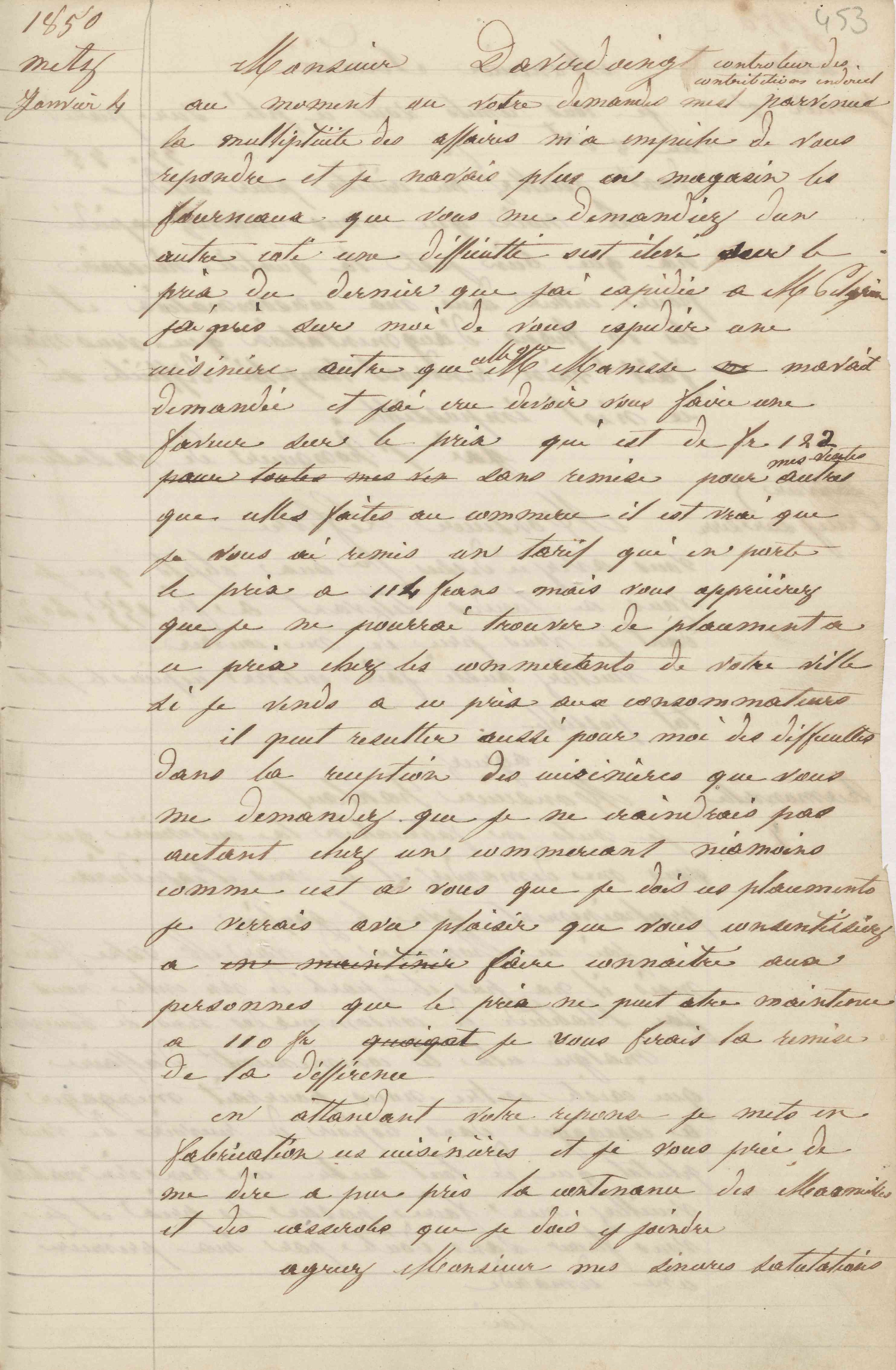Jean-Baptiste André Godin à monsieur Daverdoing, 4 janvier 1850 Jean-Baptiste André Godin à monsieur Daverdoing, 4 janvier 1850