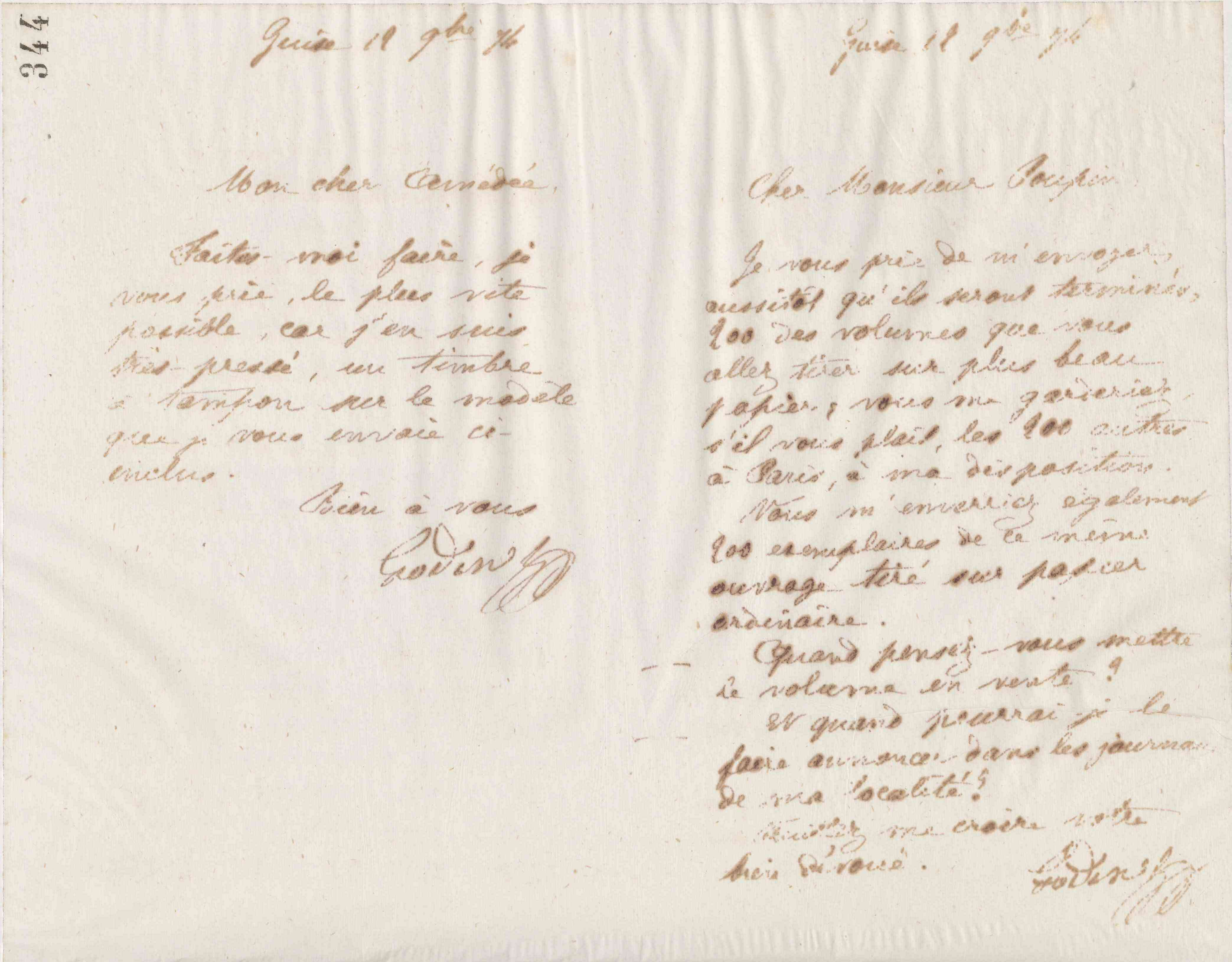 Jean-Baptiste André Godin à Victor Poupin, 12 novembre 1874 Jean-Baptiste André Godin à Victor Poupin, 12 novembre 1874