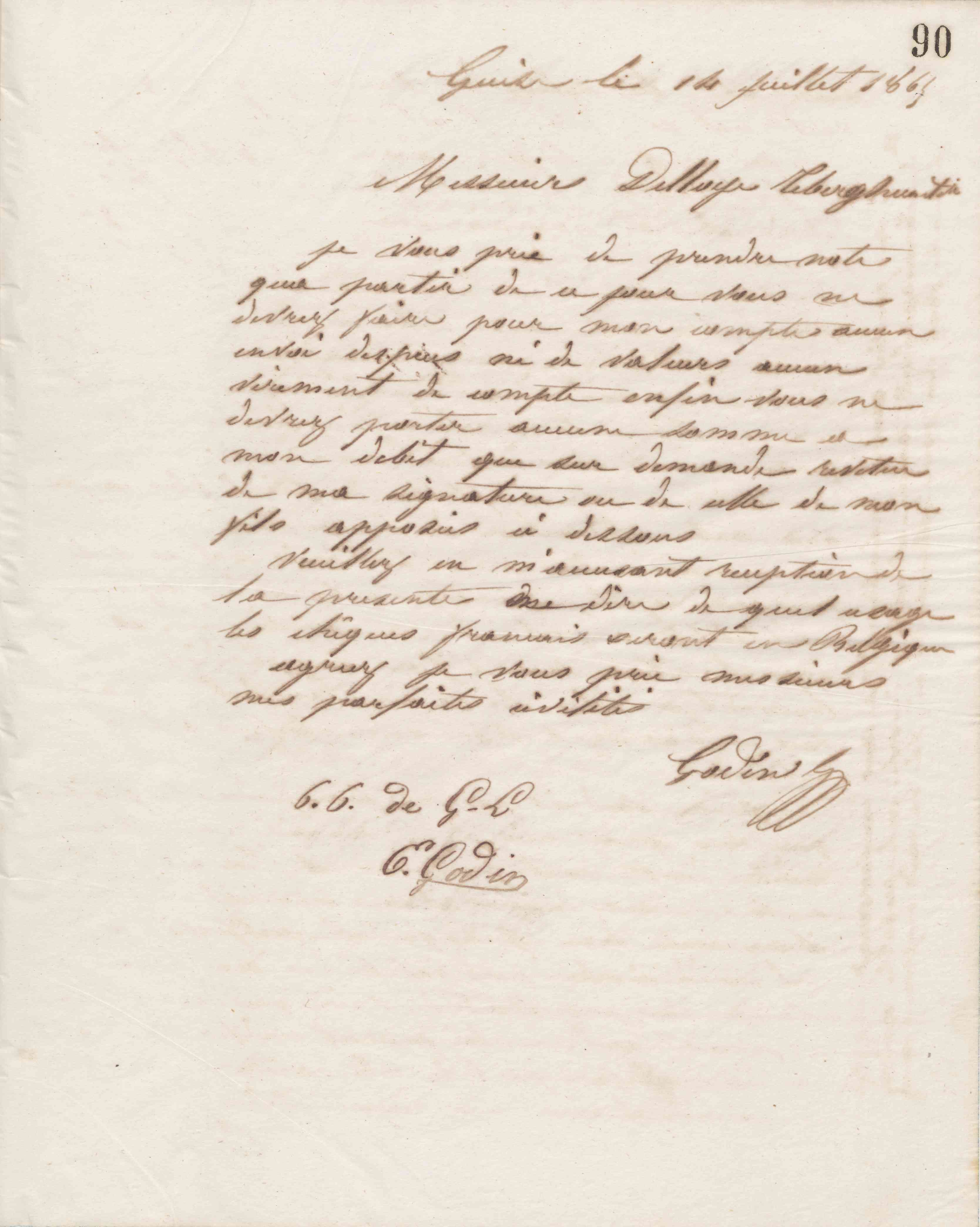 Jean-Baptiste André Godin à Delloye, Tiberghien et Cie, 14 juillet 1865
