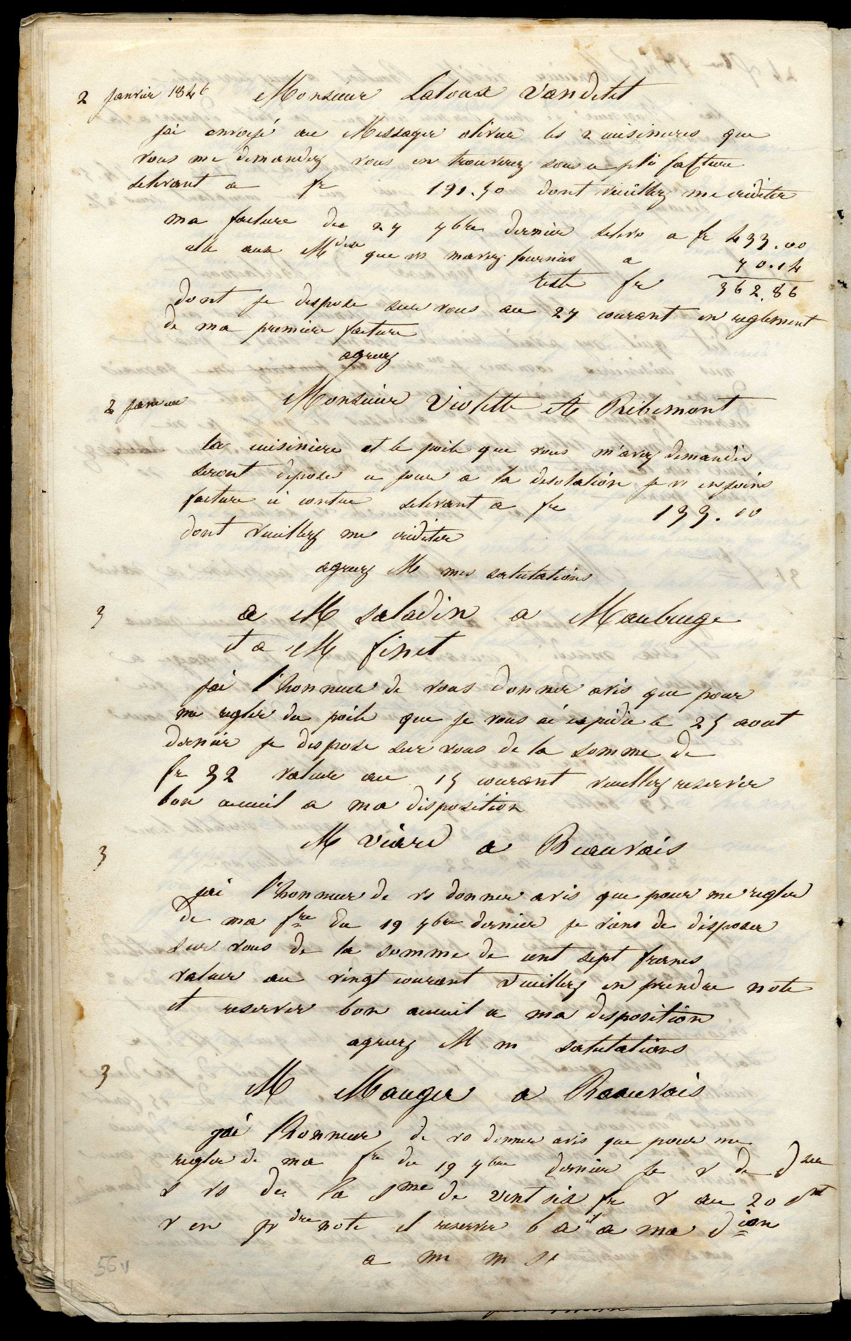 Jean-Baptiste André Godin à monsieur Mauger, 3 [janvier 1846]