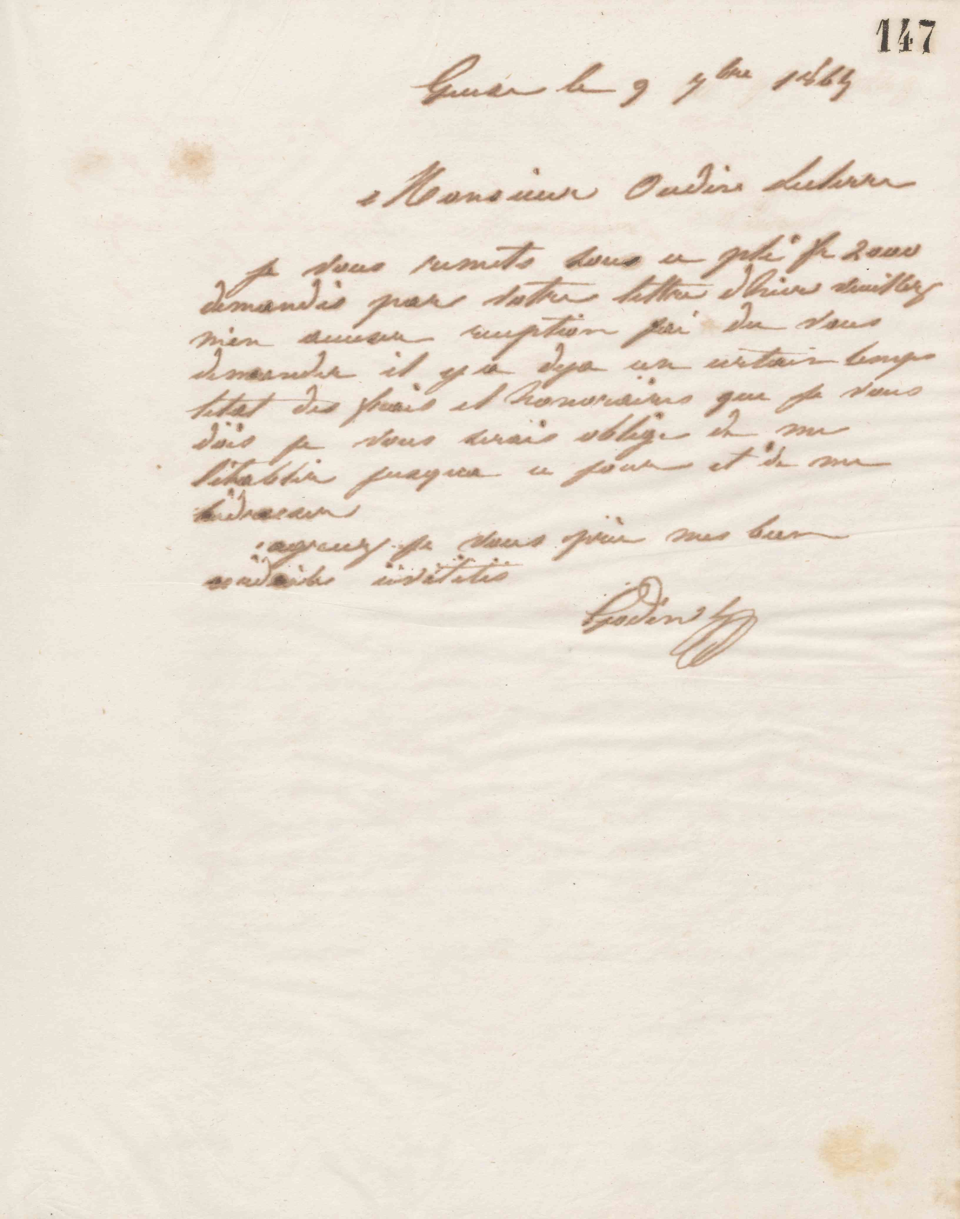 Jean-Baptiste André Godin à Louis Oudin-Leclère, 6 septembre 1865