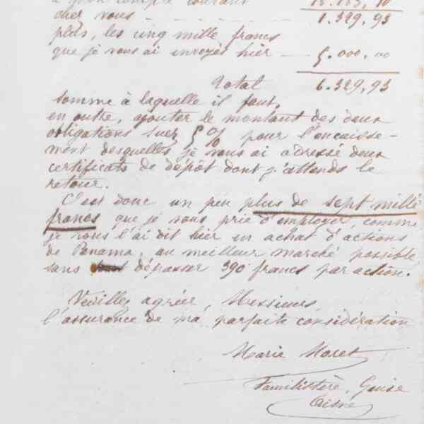 Marie Moret à Offroy et Cie, 22 janvier 1886