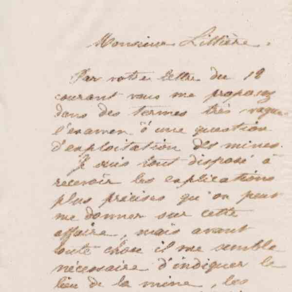 Jean-Baptiste André Godin à monsieur Littière, 14 février 1873
