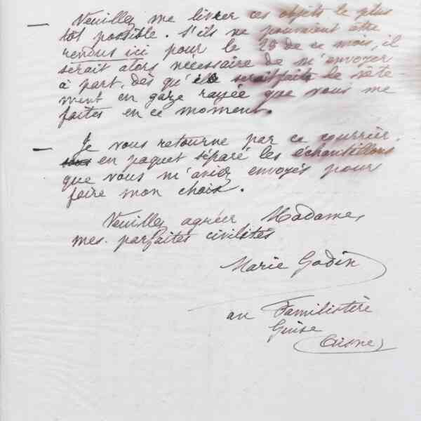 Marie Moret à madame Coussinet, 17 avril 1887