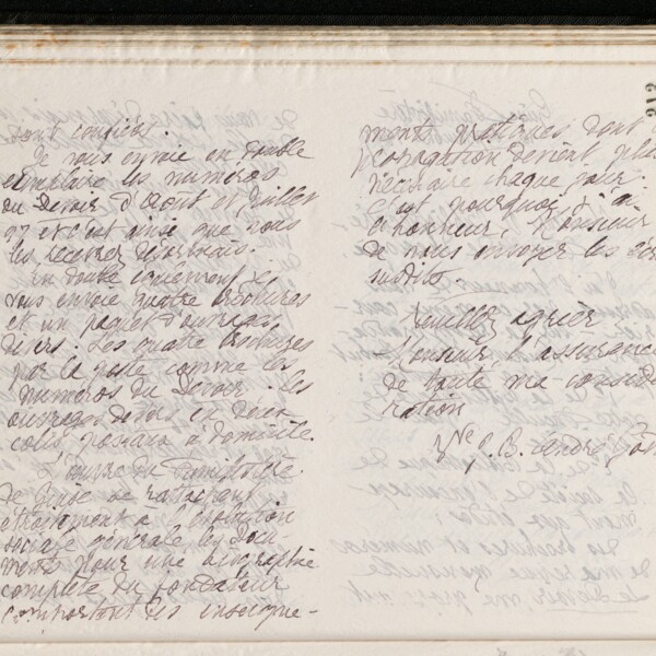 Marie Moret au bibliothécaire de la Faculté de théologie, 16 septembre 1897