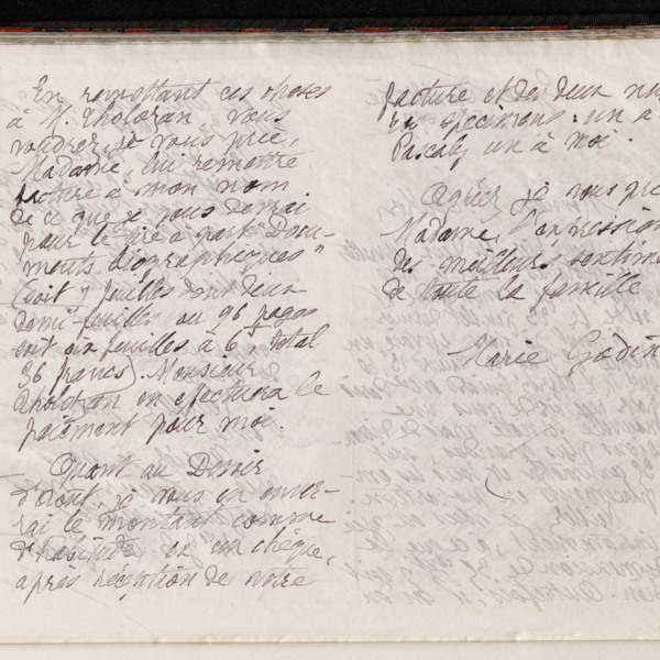 Marie Moret à madame veuve Laporte, 5 août 1897