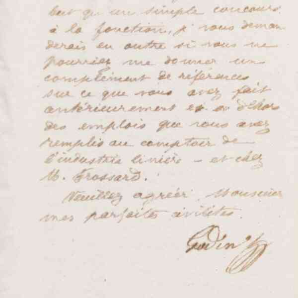 Jean-Baptiste André Godin à monsieur Taupier, 25 janvier 1874