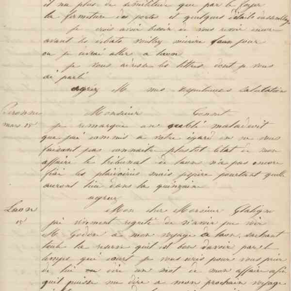 Jean-Baptiste André Godin à monsieur Langlois, 15 mars 1849