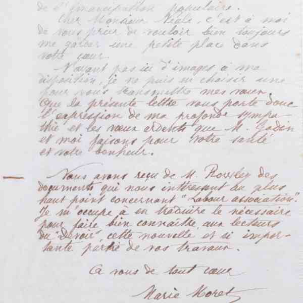 Marie Moret à Edward Vansittart Neale, 2 janvier 1886