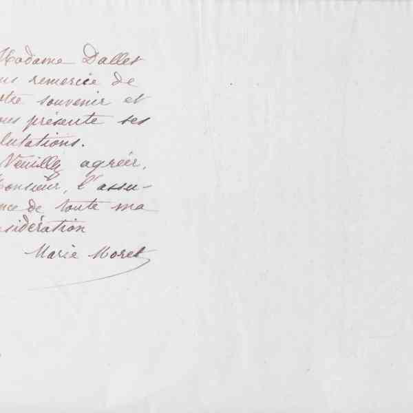 Marie Moret à monsieur Burgué, 29 juin 1885