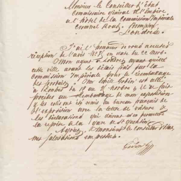 Jean-Baptiste André Godin à monsieur le conseiller d&#039;État, commissaire général de l&#039;Empire, 3 décembre 1862