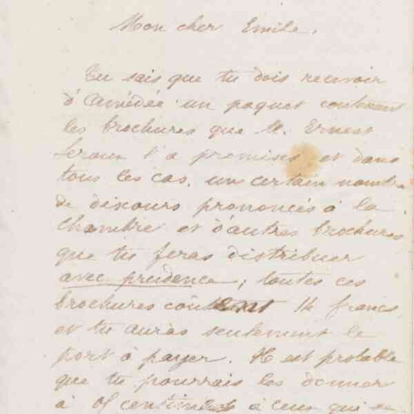 Jean-Baptiste André Godin à Émile Godin, 23 février 1874