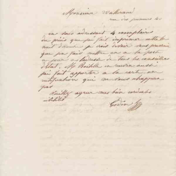Jean-Baptiste André Godin à Louis-Joseph Wallerand, 9 mars 1862