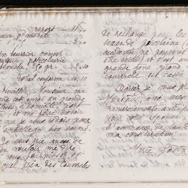 Marie Moret à l'administrateur de La Ménagère, 24 juillet 1896