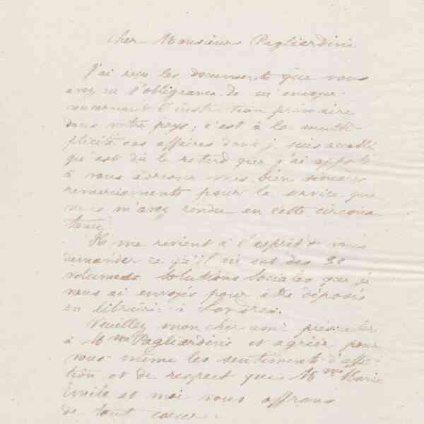 Jean-Baptiste André Godin à Tito Pagliardini,3 octobre 1873