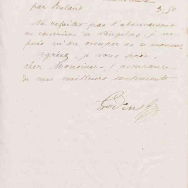 Jean-Baptiste André Godin à Ernest Leroux, 5 mars 1874