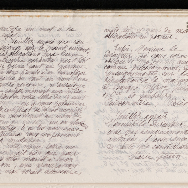 Marie Moret au directeur de la Banque cantonale de Berne, 12 octobre 1897