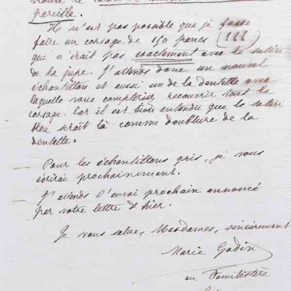 Marie Moret à Piat sœurs, 25 mars 1887