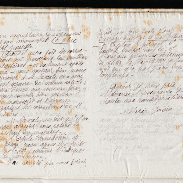 Marie Moret à madame Veuve Laporte, 8 juin 1894