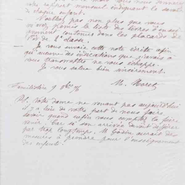 Marie Moret à monsieur Quellien, 9 octobre 1876