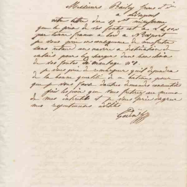 Jean-Baptiste André Godin à Bailey Brothers et Cie, 25 mars 1862