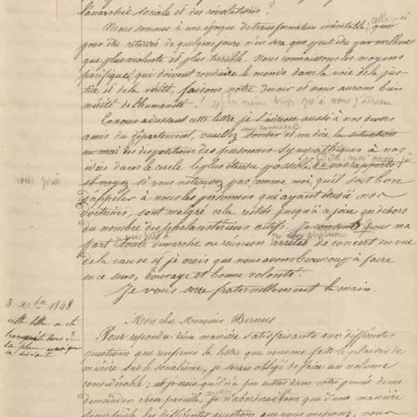 Jean-Baptiste André Godin aux phalanstériens, 3 octobre 1849