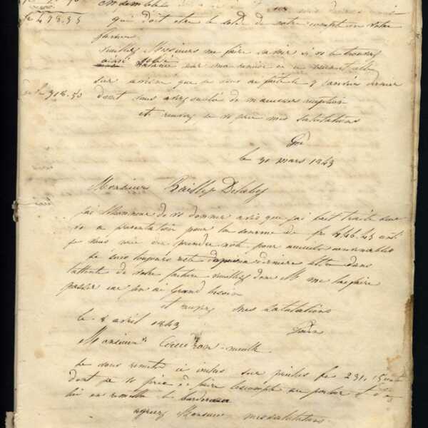 Jean-Baptiste André Godin aux régisseurs de la Société des hauts-fourneaux du Nord, 31 mars 1843