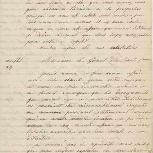 Jean-Baptiste André Godin au directeur-gérant de la Société anonyme des hauts-fourneaux, usines et charbonnages de Marcinelle et Couillet, 24 mai 1849