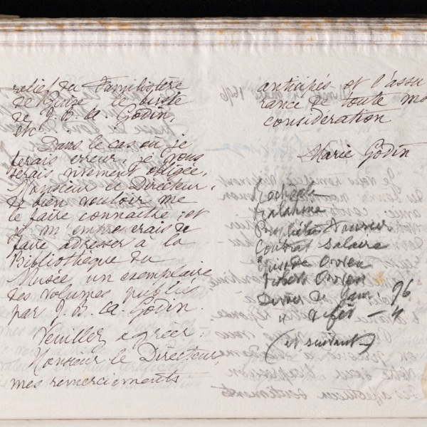 Marie Moret au directeur du Musée social, 23 mars 1896