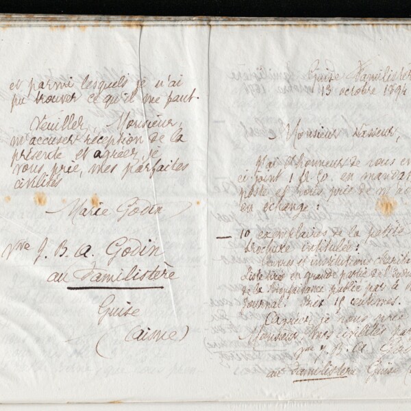 Marie Moret au directeur des Grands magasins du Louvre, 12 octobre 1894