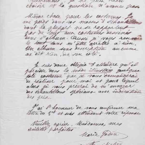 Marie Moret à Piat sœurs, 7 mars 1887