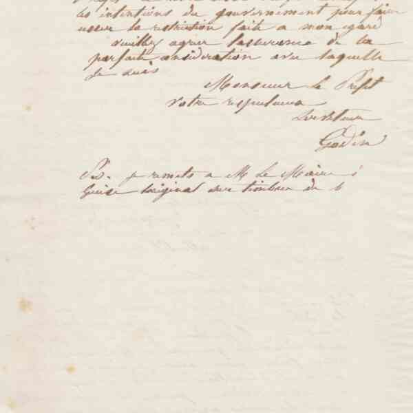 Jean-Baptiste André Godin au préfet de l'Aisne, 22 novembre 1866